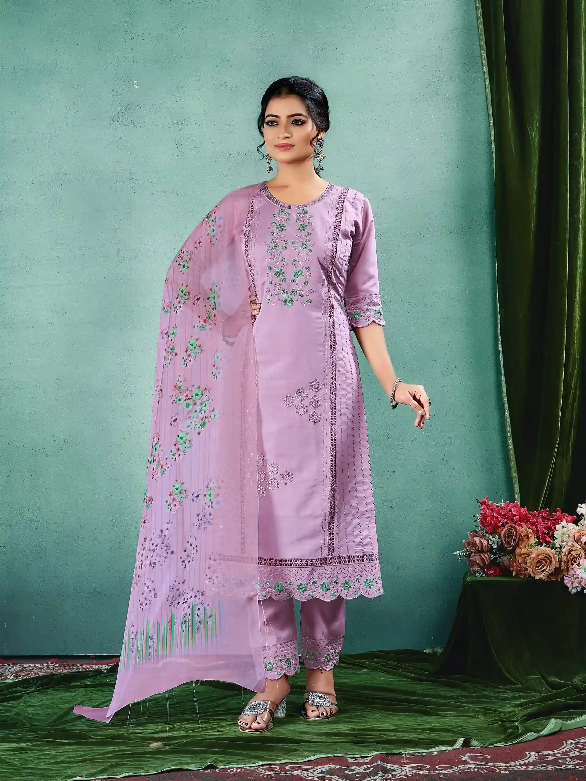 Krishna Trendz Sumer Fashion Vol 1 Roman Silk Wholesale Readymade Salwar Suit Catalog — Wholesale Salwar Suits, MPA wholesale from Surat - Gallery Image 4